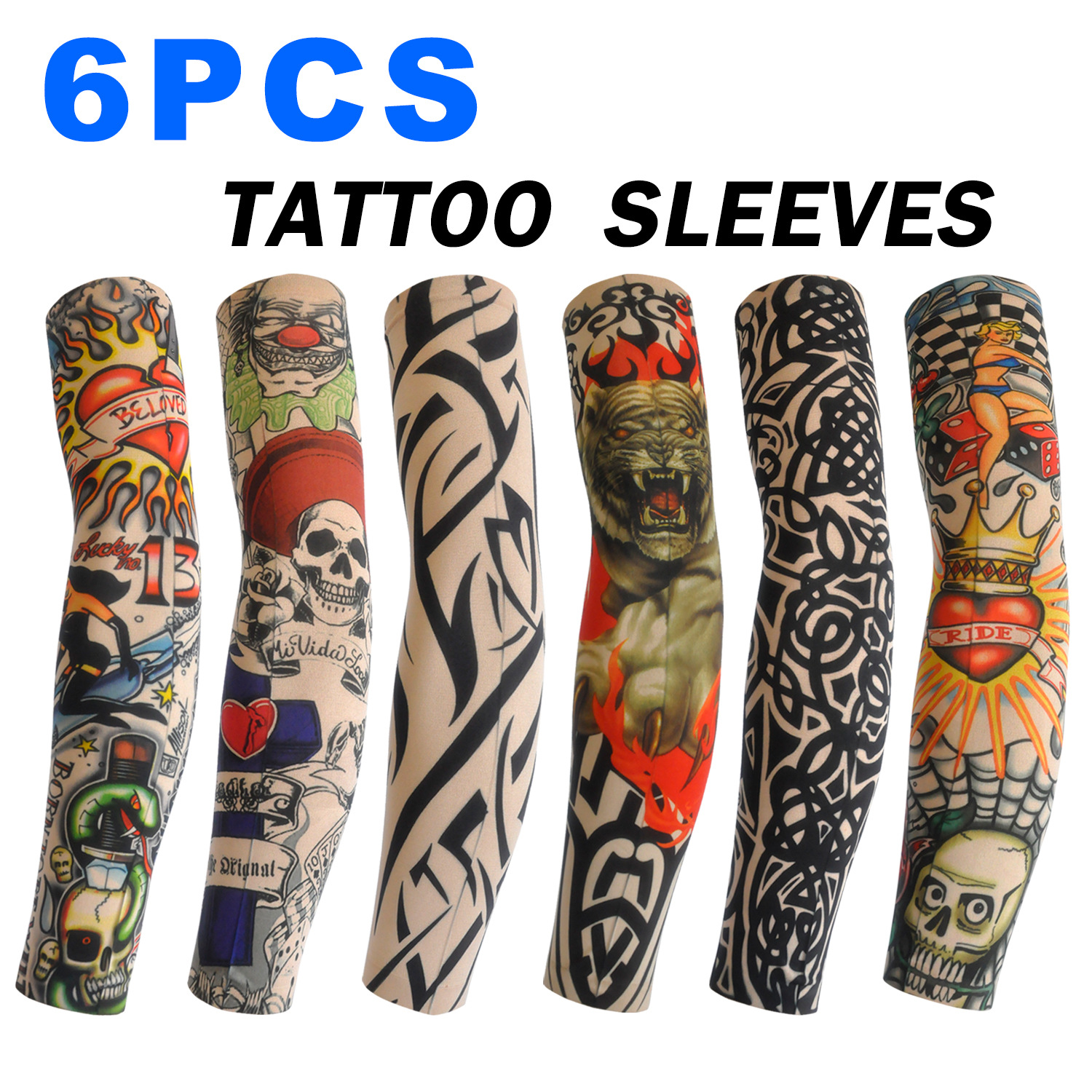 Outdoor Sport Gloves - 6 PCS Tattoo Sleeve for Men
