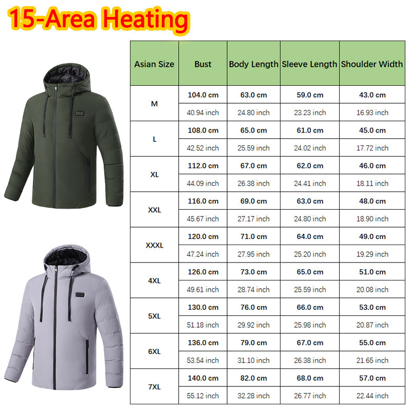 15 Area Heated Winter Hooded J - Outdoor Sport Winter Jacket 리뷰 및 가격