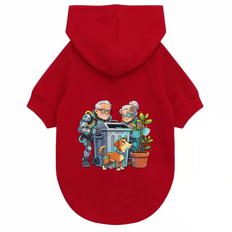 Retro Elder Robot Dog Print, S - Outdoor Sport Winter Jacket 리뷰 및 가격